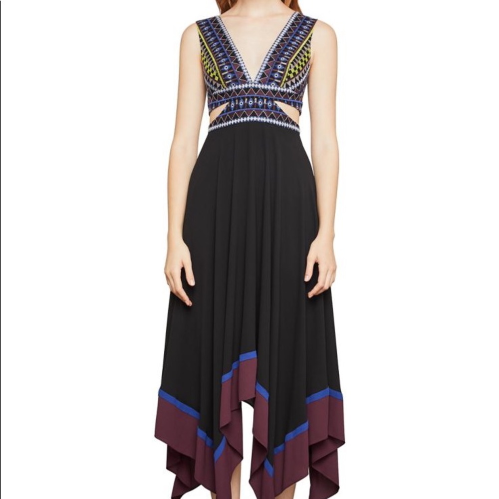 BCBGMAXAZRIA
Embroidered Handkerchief-Hem Dress